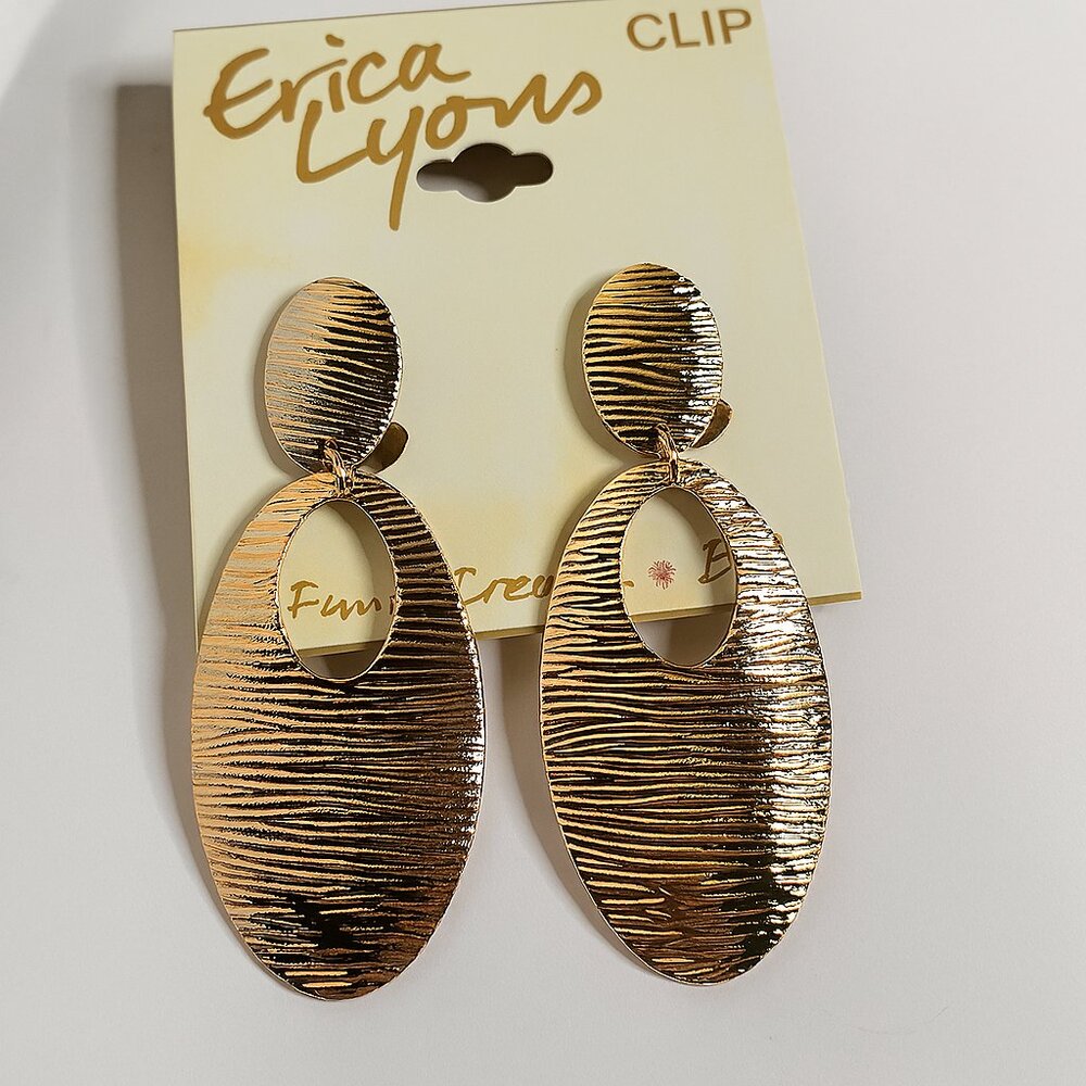 NWT Erica‎ Lyons Silver and Rose Gold Contemporary Earrings